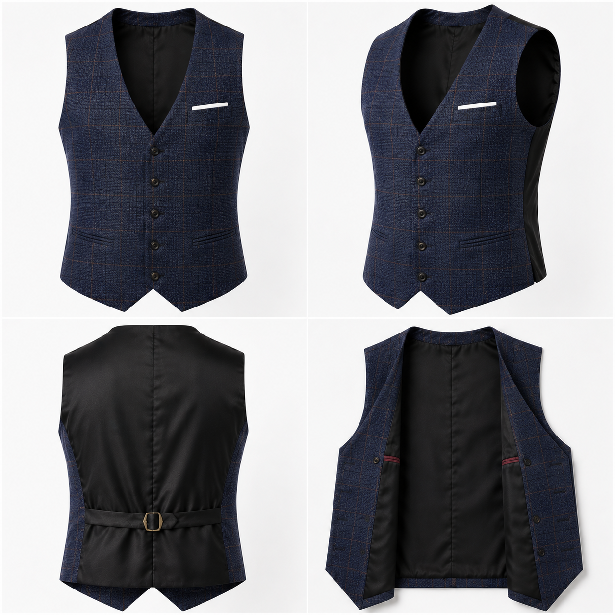 Navy Plaid Waistcoat